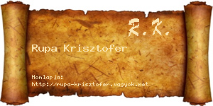 Rupa Krisztofer névjegykártya